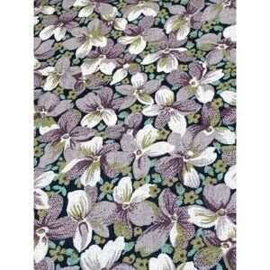 Vintage Peter Pan Fabrics Floral Print Fabric 17" x 44" Purple & Green Cotton